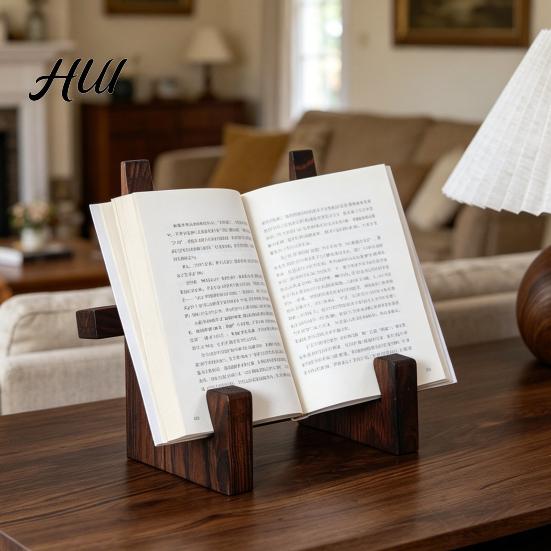 Solid Wood Book Holder Wooden Stand for Reading, Adjustable Tablet Cookbook Holder, Photo Frame Foldable Desktop Display Rack Music Records Art Print