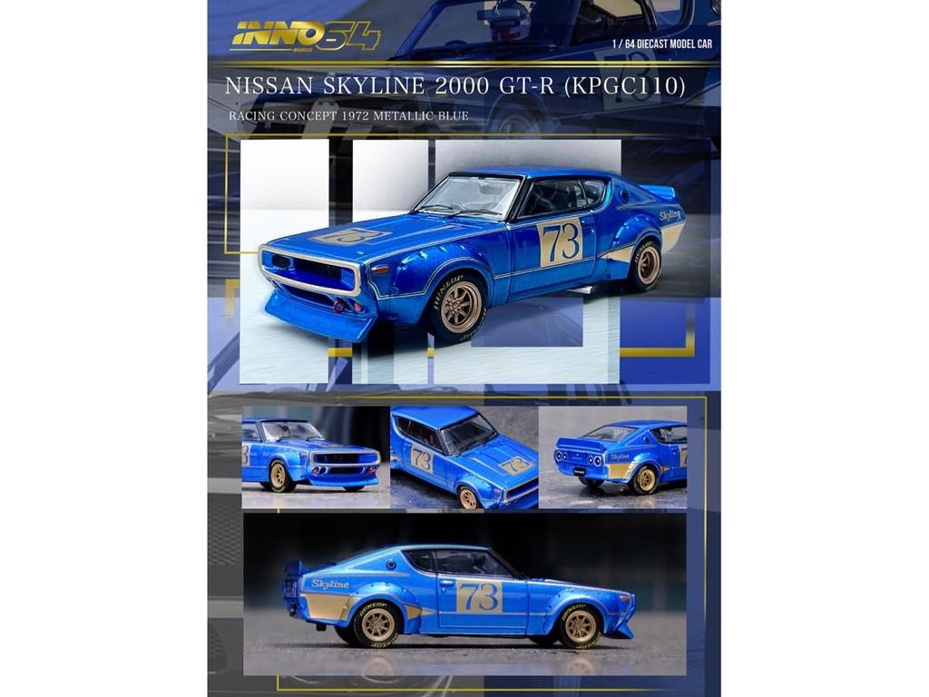 Inno Models 164 Nissan Skyline 2000 GT-R (KPGC110) Racing Concept Blue Finished Product