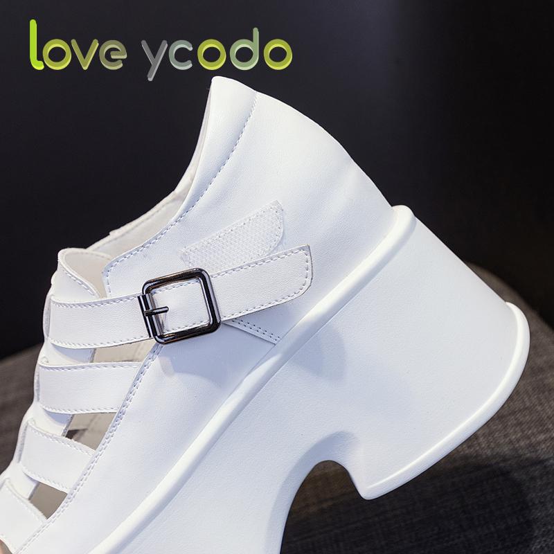 love ycodo Брендовые женские и студенческие летние сандалии из натуральной кожи на толстой подошве