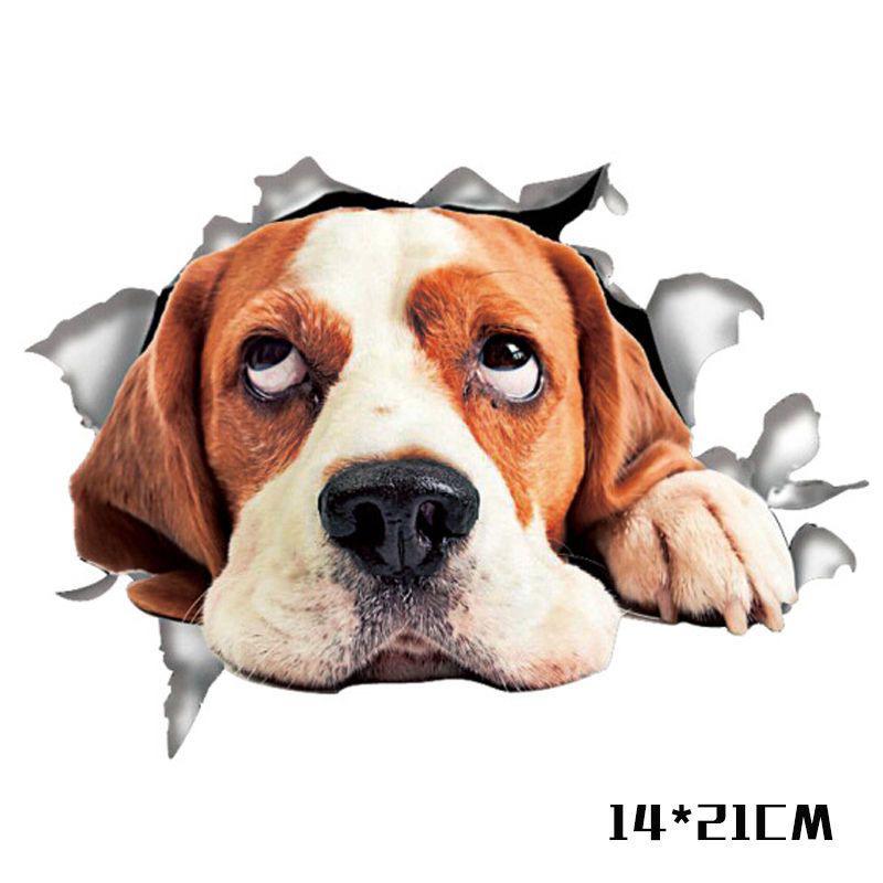 3D Милая Стереоскопическая Наклейка с Котенком и Щенком для Автомобилей и Мотоциклов