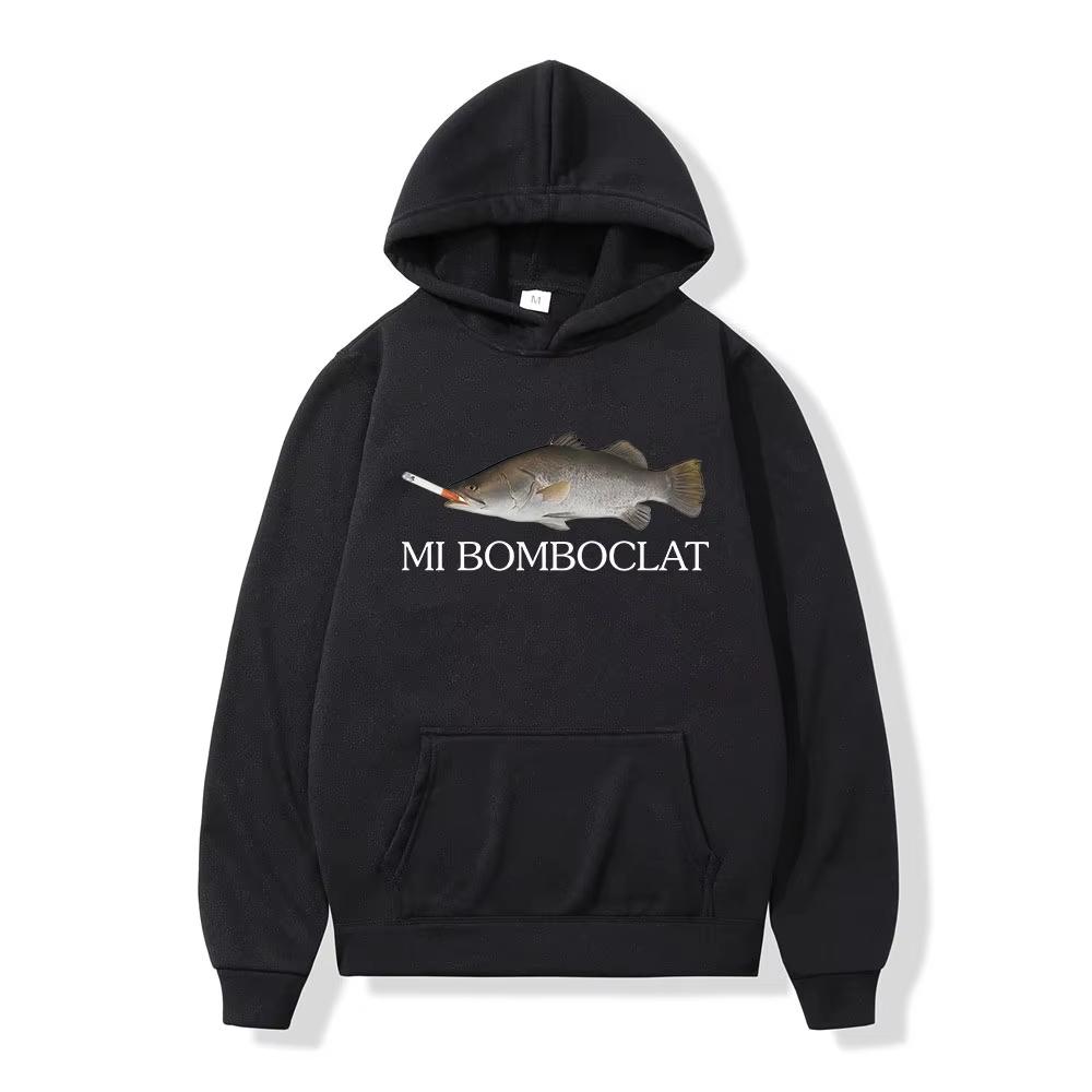 Funny Bomboclat Fish Smoking Meme Hoodies Men Women Clothing Pullovers Fashion Hip Hop Oversized Hoodie Casual 2026 Comfortable Breathable