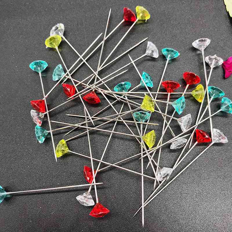 Многофункциональная практичная игла с цветным ромбовидным кристаллом, игла с перламутровым блеском, популярное свадебное украшение, 50 шт.