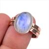 Natural Rainbow Moonstone Gemstone 925 Sterling Silver Two Tone Ring Size 8 Z7L02