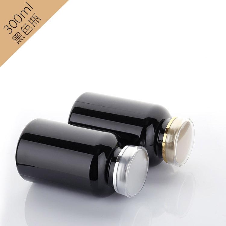 Бутылка-капсула из ПЭТ черного цвета, светонепроницаемая, 300 г, для пищевых добавок и лекарств