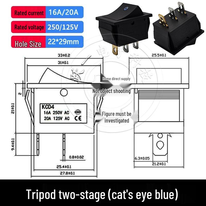 KCD4 Electric Cooker & Heating Pot 4/6-pin High Power Rocker Switch, 16A 250V, 25x31mm