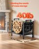 Indoor Firewood Rack, 45cm Curved Log Holder with Canvas Carrier, 18kg Weight Capacity Wood Storage Stand, Powder-Coated Steel Firewood Holder, Heavy