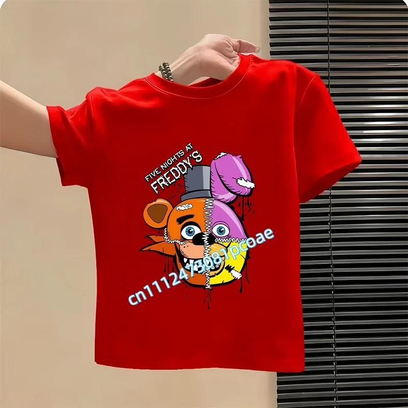 FNAF Дышащие футболки Детские Пять Ночей с Фредди Милый Топ с коротким рукавом Мальчики Девочки Летняя Модная Футболка Детская Одежда