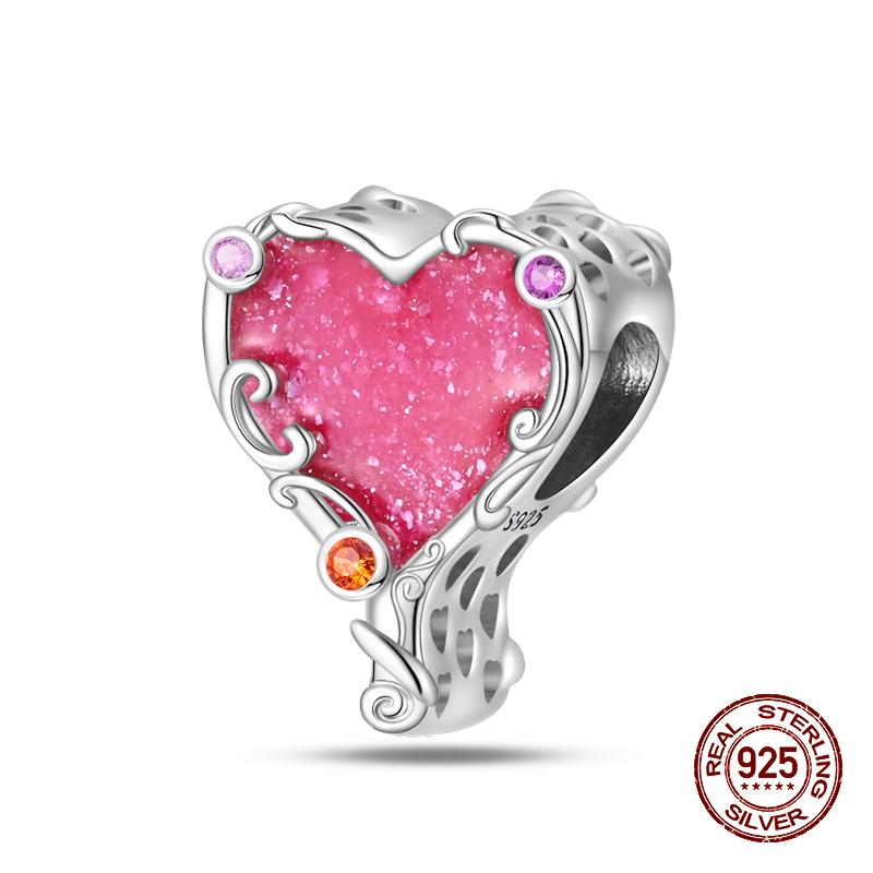 100% стерлингового серебра 925 пробы модные принцессы розовые банты подвески бусины подходят 925 оригинальные браслеты DIY ювелирные изделия подарки на годовщину