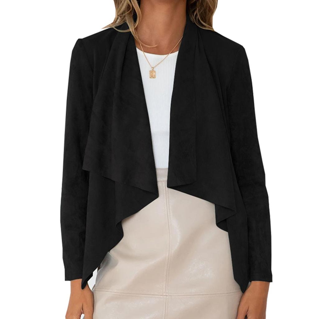 Women's Casual Solid Color Imitation Deer Long Sleeved Jacket, Fashionable Loose Jacket