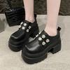 Women's Shoes 2025 High Quality Shoes for Women Fashion Loafers Polka Dot String Bead New Round Toe Best Seller Platform Heels