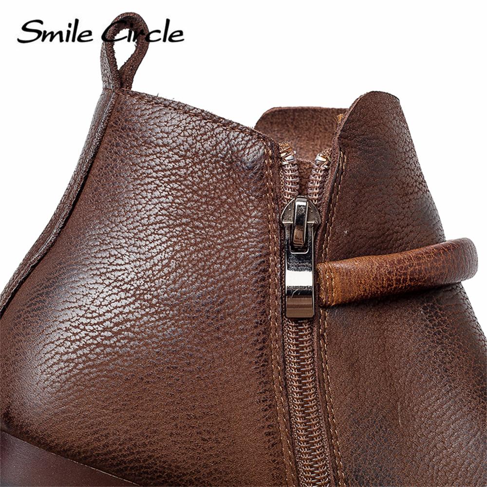 Женские ботинки из натуральной кожи, ботильоны с круглым носком и боковой молнией, модные удобные туфли на плоской подошве