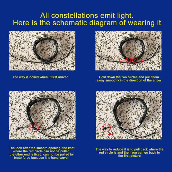 Браслет-унисекс Constellation, многослойный, плетеный, из искусственной кожи, регулируемый, сплав, светится ночью