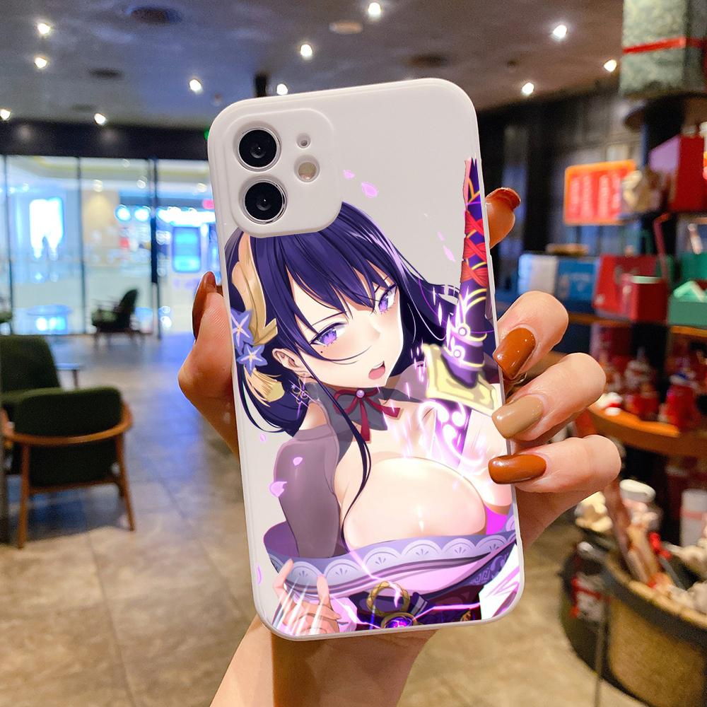 Genshin Impact Sexy Girl Роскошный квадратный жидкий силиконовый чехол для телефона iPhone 14 11 12 13 Pro Max Mini X XS XR 7 8 Plus SE2 Cover