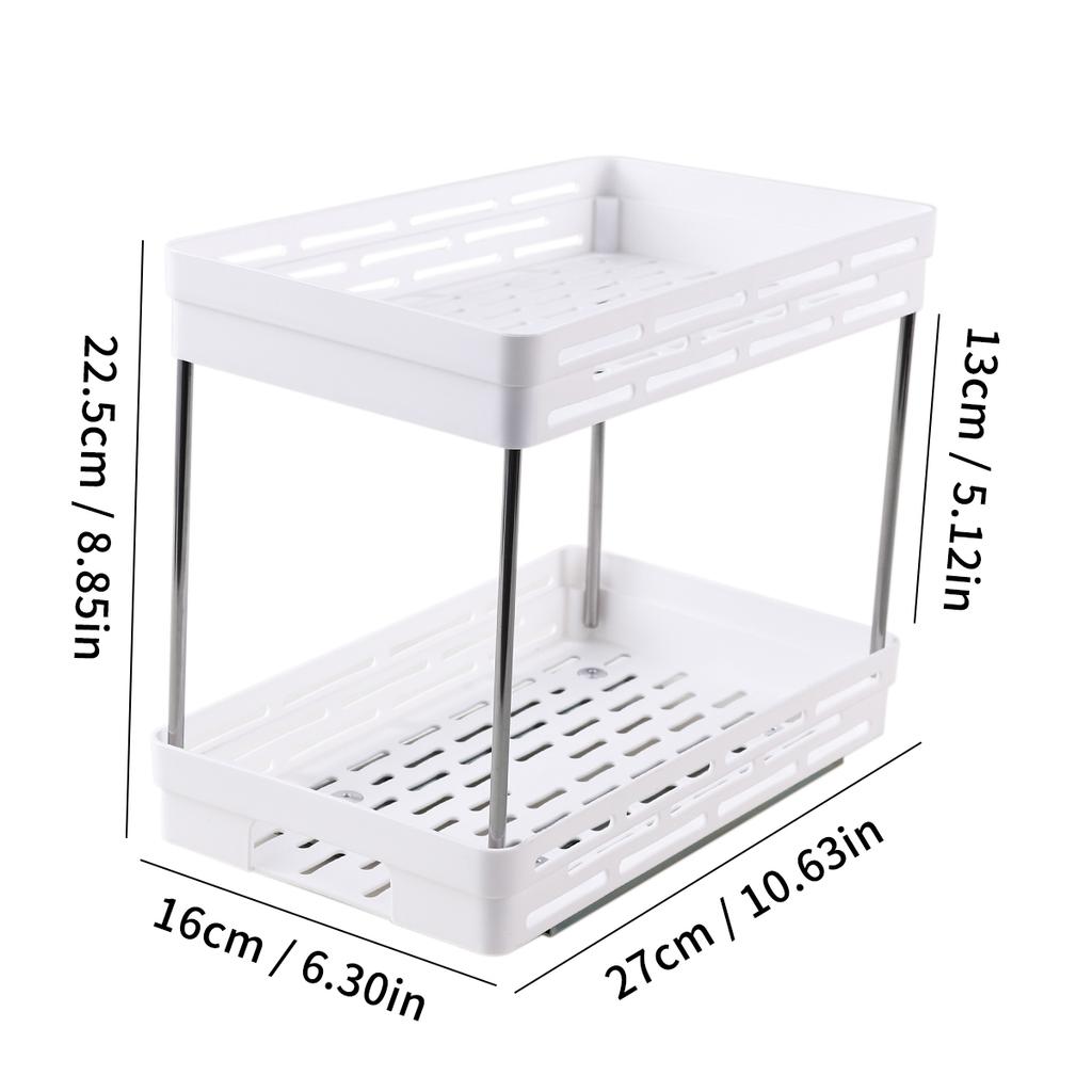 WORTHBUY 2 Tier Seasoning Bottle Sliding Storage Rack Cabinet Multipurpose Drawer Organizer Shelf Plastic Kitchenware Spice Rack