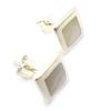 Les Trésors De Lily [K5160] - White 'Wisdom' Silver Earrings/Silver Mother-of-pearl - 8x8 Mm
