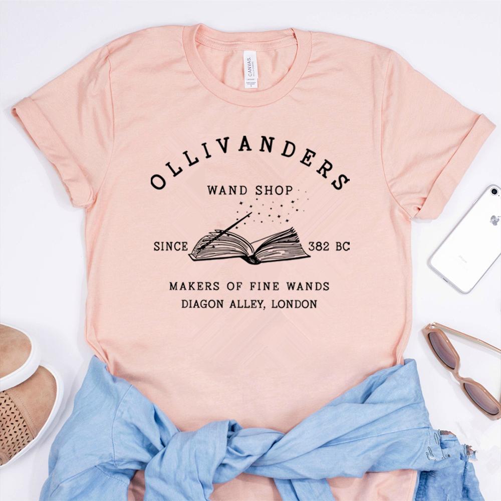2025 Ollivanders Wand Shop T Shirt Wizard Book Shop Shirt HP Shirt Book Nerd Aesthetic Clothes Magic Tee Unisex Short Sleeve Top