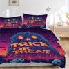 3PCs Trick-or-treat, Halloween Design Cover Set, Breathable Fabric, Machine Washable (1 Duvet Cover + 2 Pillowcases) (Without Quilt) yy250911128