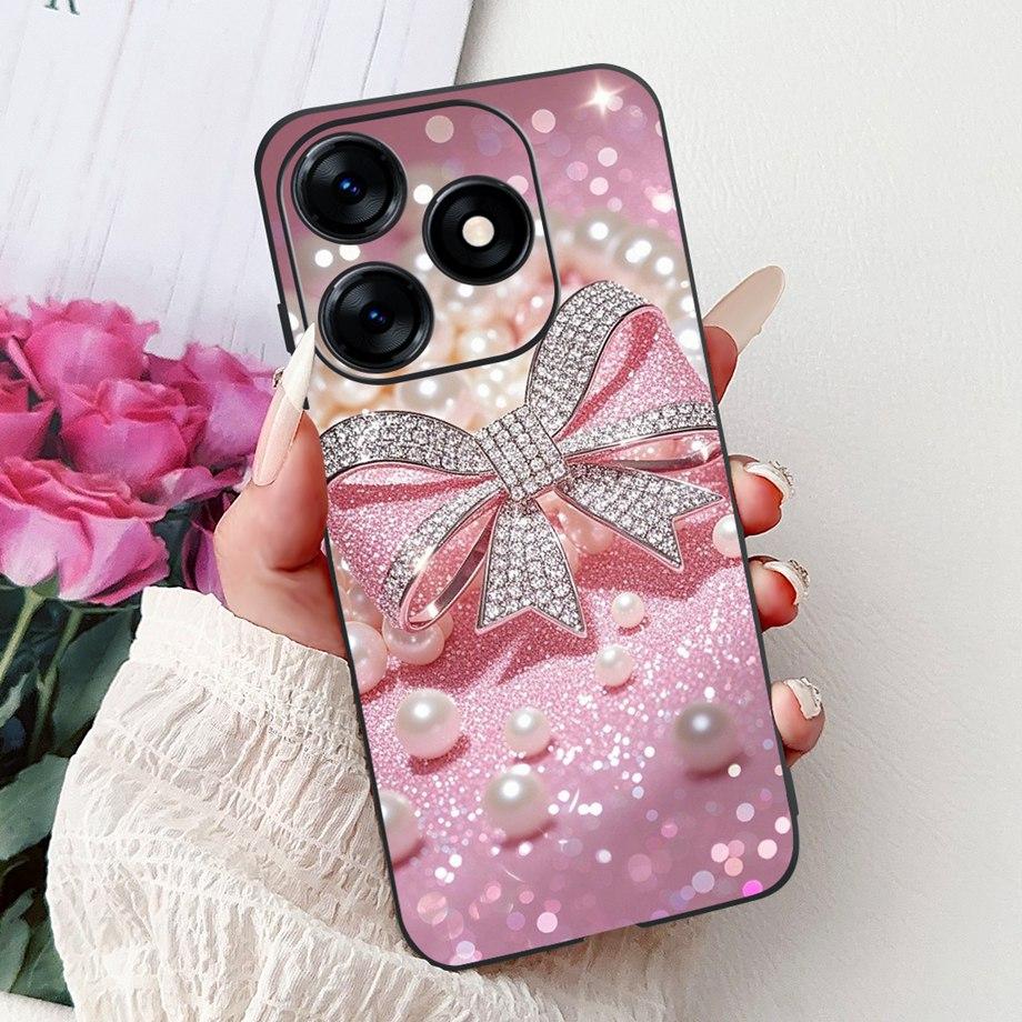 Роскошный Матовый Силиконовый Мягкий Чехол Для Tecno Spark 10c 10 Pro Spark10 4G 5G KI5k KI5q KI7 KI8 Capa Цветок Любящее Сердце Бантик Etui