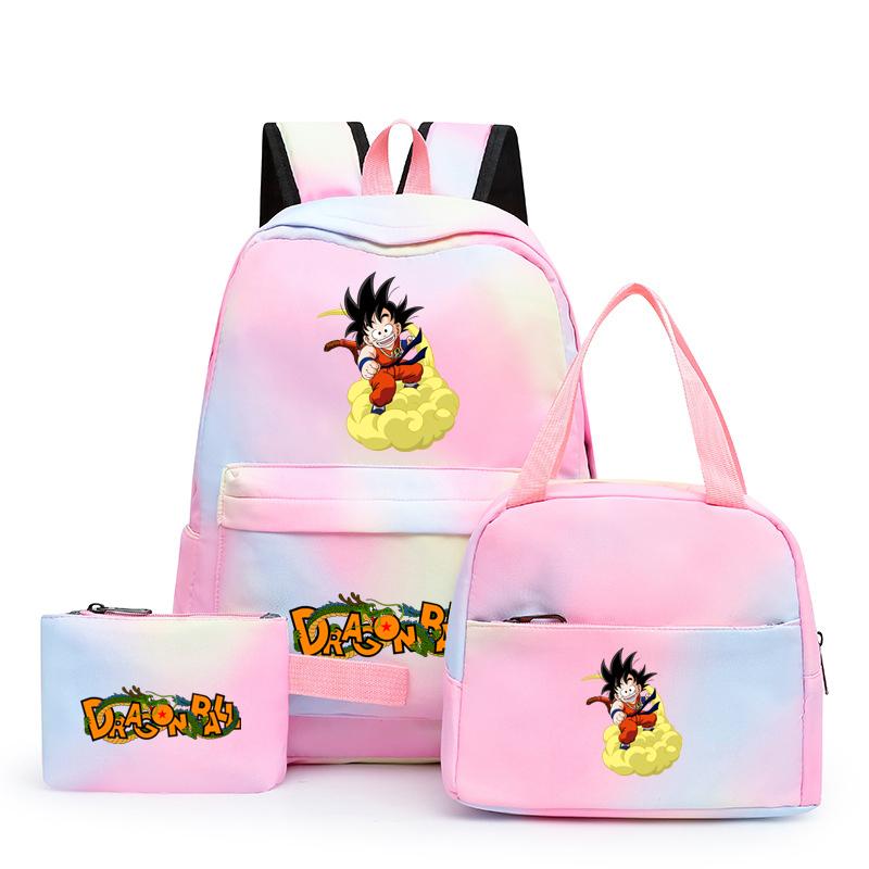 3 шт./компл., разноцветный рюкзак Dragon Ball с сумкой для обеда для женщин, студенческий рюкзак для подростков, повседневные школьные сумки, наборы