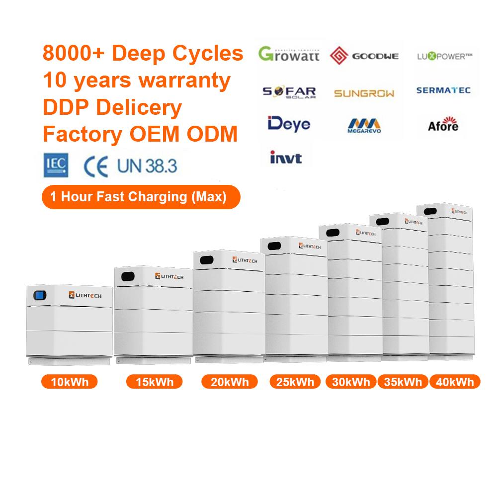 All in 1 30Kwh Solar Inverter Stacked Lithium Battery Home Energy Storage 8000 Cycle 40KWH LiFePO4 AKKU 400V LiFePO4 Battery
