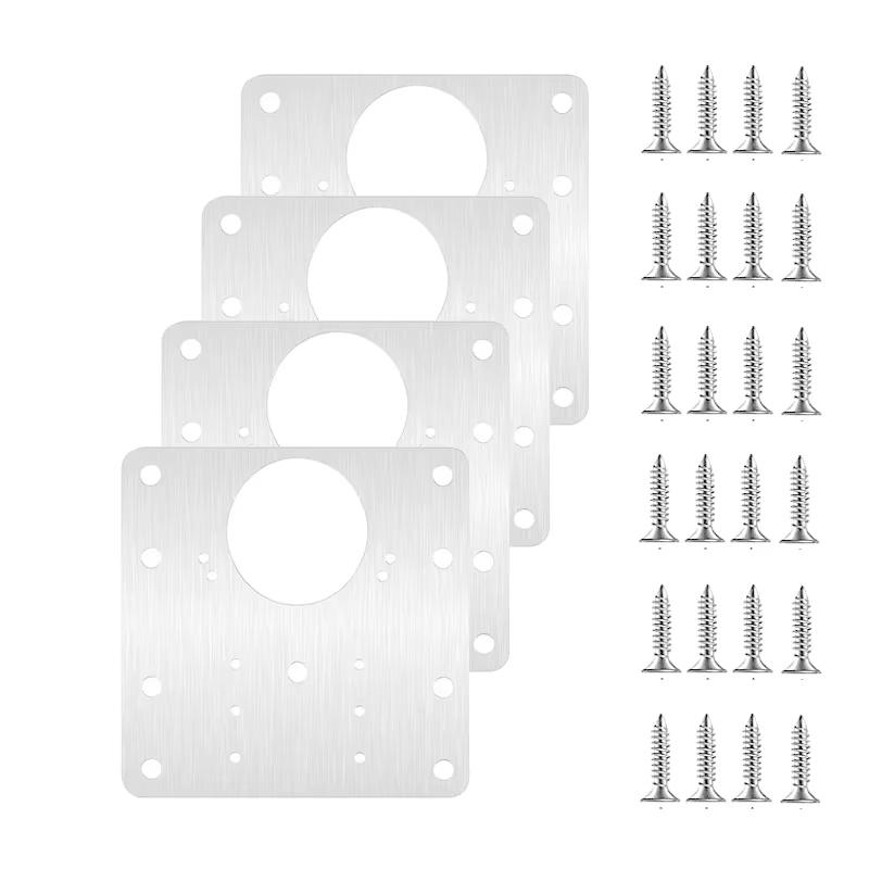 With Holes Flat Fixing Brace Brackets Cabinet Hinge Repair Plate Kit Kitchen Cupboard Door Hinge Mounting Plate Household Tools