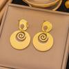 Elegant Retro Stainless Steel Earrings with Exaggerated Design for Women