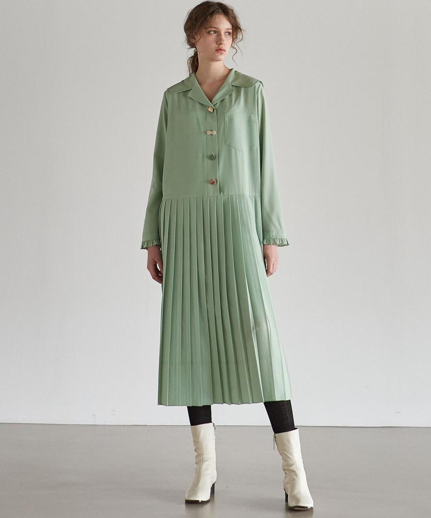 MITTE Sailor Stitch Pleats Dress_Mint Green