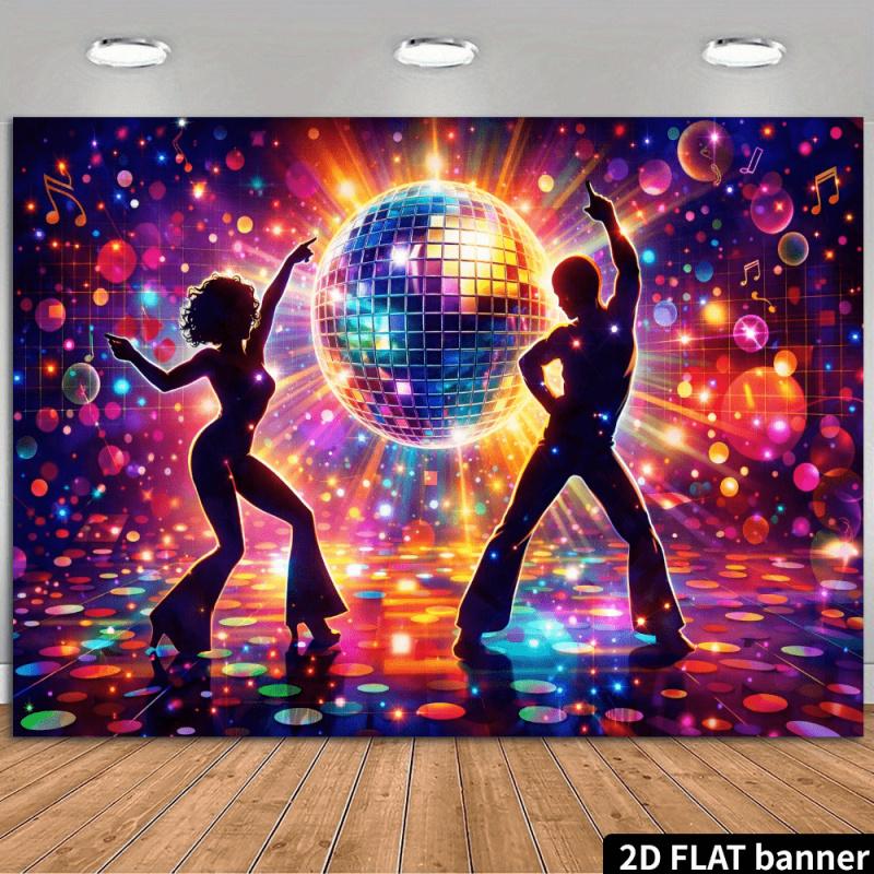 1pc 2Dflat retro disco party backdrop suitable for themed party decorations photography backgrounds etc. wsj