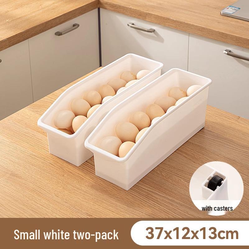 Egg & Beverage Dispenser Basket: Pull-Out Storage Box for Refrigerator & Freezer