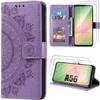 Case for Samsung Galaxy A56 5G - BOOLING - Purple Floral Design Synthetic Leather Protection - 2 Tempered Glass