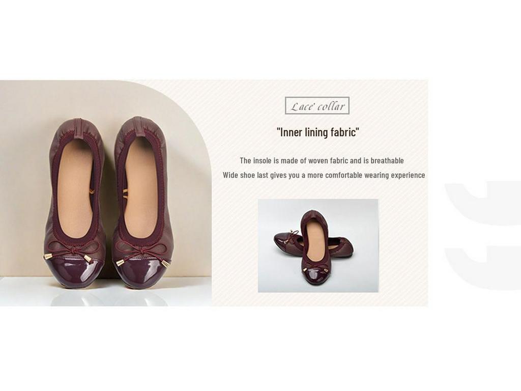 2024 New Wine Red Splicing Egg Roll Shoes for Pregnant Women - Ballet Boat Shoes with Soft Bottom, Spring/Autumn Style