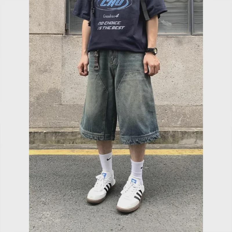 Унисекс ретро широкие джинсовые шорты с потертостями - модные, свободные и повседневные