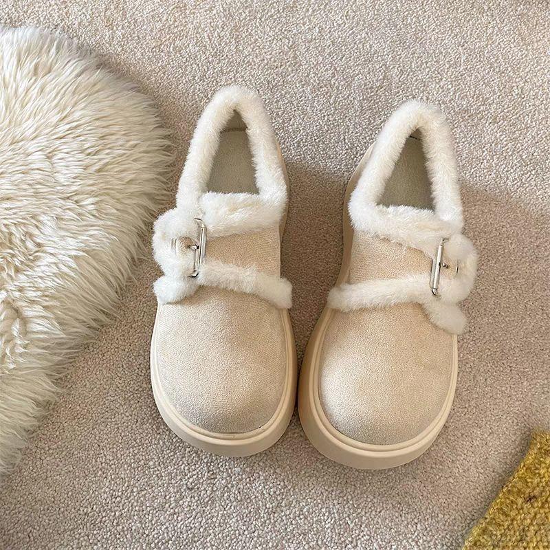 Новые ретро, флисовые и толстоподошвенные хлопковые туфли для женщин