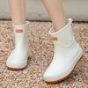 Women’s Fashionable Soft-Soled Waterproof Mid-Tube Rain Boots with Velvet Lining - Non-Slip Winter Wear