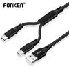 FONKEN 2 In 1 Micro USB Cable Reversible USB Type C Charger Nylon Braid Cable USB C Charging Cables