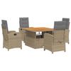 VidaXL Ensemble à Manger de Jardin avec Coussins 5pcs, Table de Terrasse, Meubles de Patio, Mobilier d'Extérieur, Beige 3277365