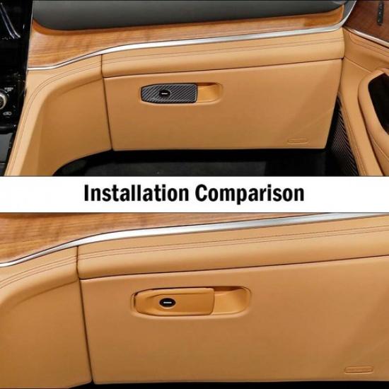 Carbon Fiber Co-pilot Storage Box Handle Cover Trim for Jeep Grand Cherokee 21+