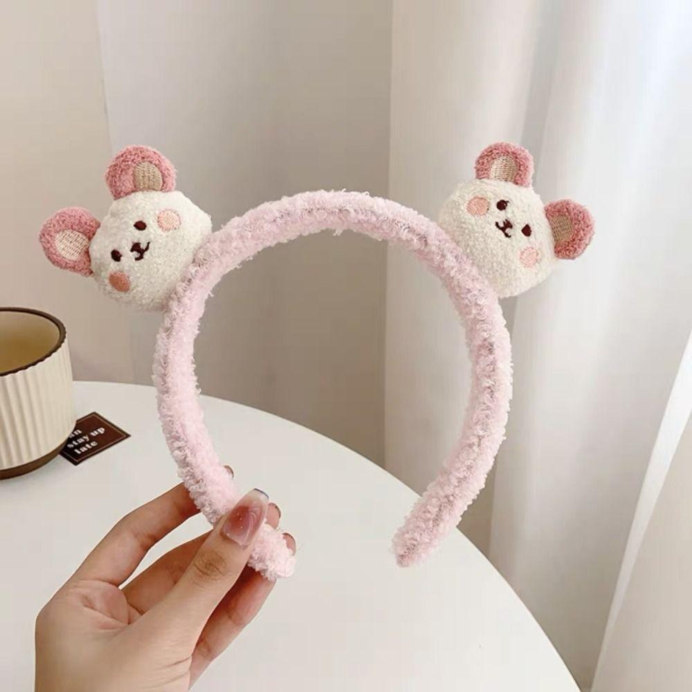 Colorful Cartoon Plush Headband Non-slip Plush Hairband Cute Bear Plush Headband  Makeup