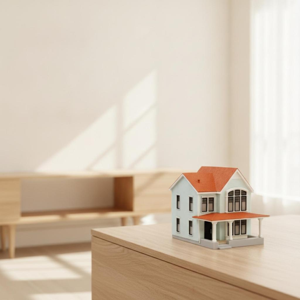 Two-Story House Model Brick-Textured 1:64 Scale Detailed for Desktop Decor