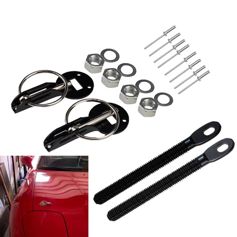 2Pcs Universal Engine Hood Lock Racing Aluminum Alloy Bonnet Hood Pin Kit Down Hood Lock Pins Quick Release Bonnet Pins Parts