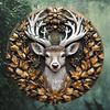 2d Flat 20*20cm, Charming Deer, Wooden Wall Art, Round Wooden Sign, for Home, Kitchen, Garden, Bedroom, Bar and Party Decor.