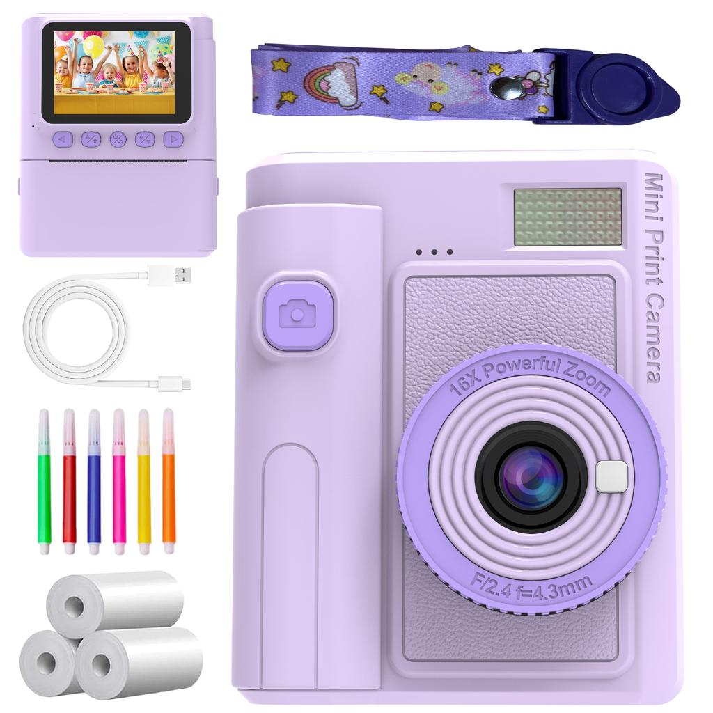 Новая детская камера с цветной печатью, термобумага, камера моментальной печати, ретро, портативная, фото, видео, для улицы, поддержка TF-карты