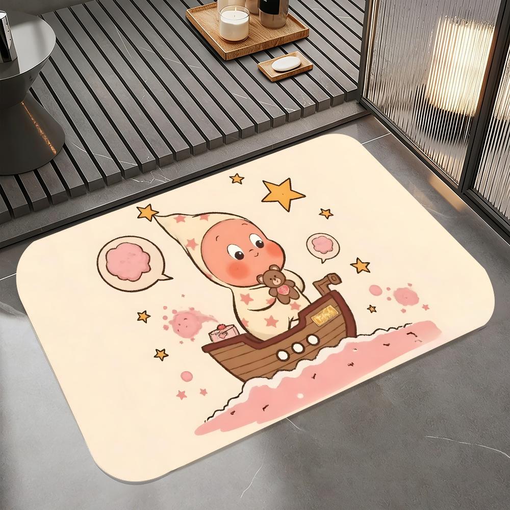 Коврик для пола Anime T-twinkle, Коврик для ванной из диатомита, Быстросохнущий, Впитывающий, Нескользящий, Коврик для двери