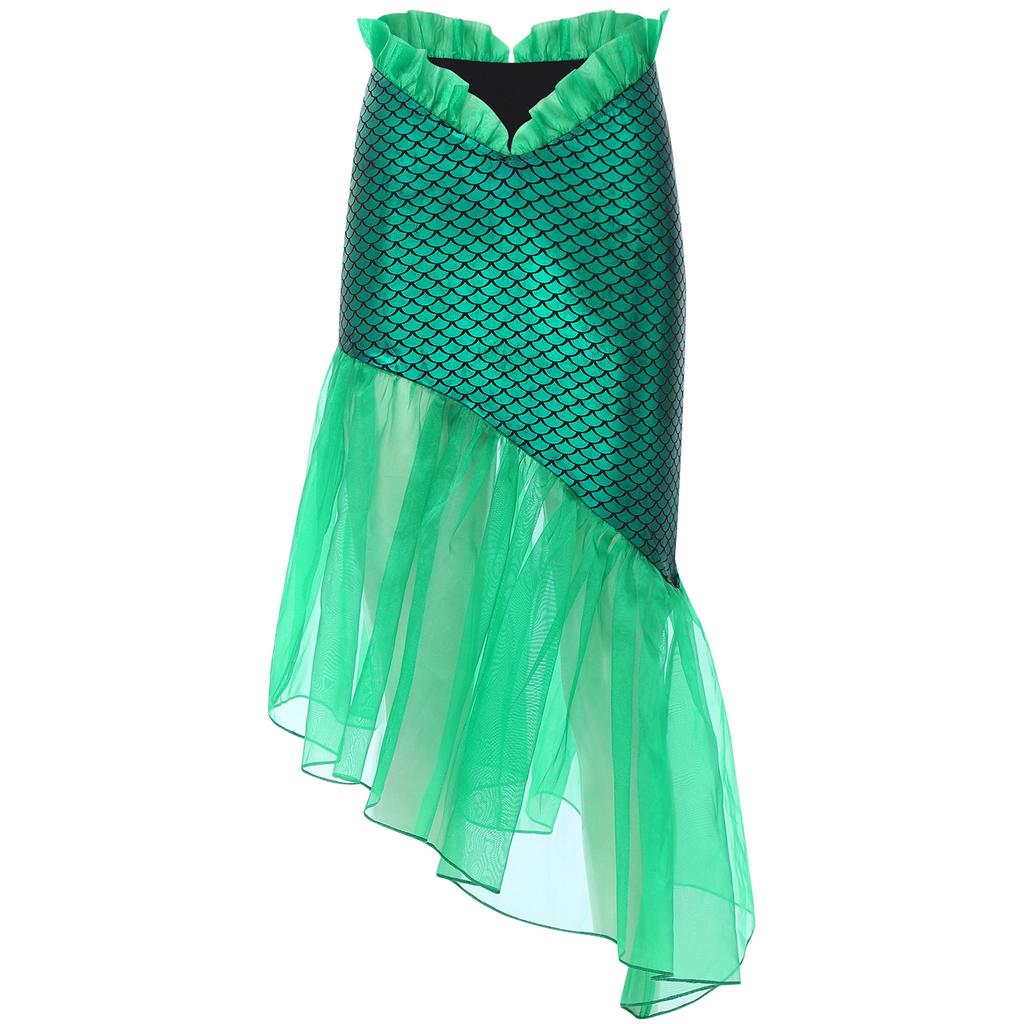Женская юбка с оборками и принтом «рыбья чешуя», юбка для латинских танцев, юбка-русалка, костюм для косплея на Хэллоуин и карнавал