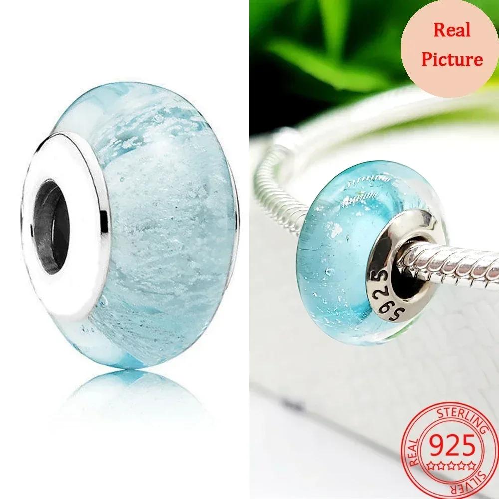 Разноцветные бусины из муранского стекла, стеклянный шарм с волнистым узором, шармы из волнистых стеклянных бусин, подходят для браслетов известных брендов, женские медные украшения, подарок