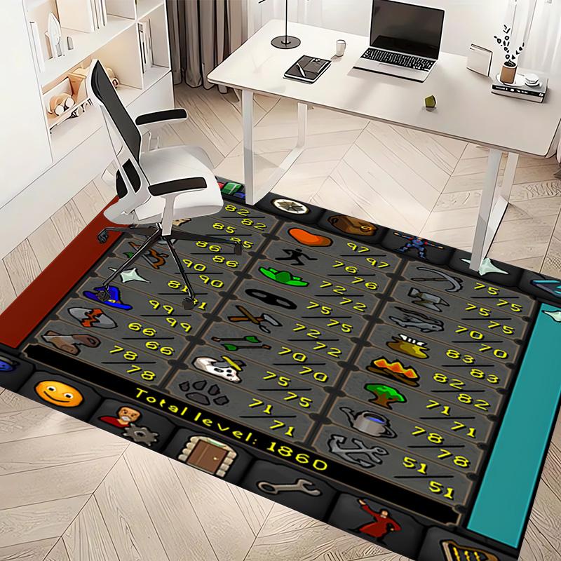 Old School RuneScape Print Area Rug - Soft,Washable Non-Slip Indoor Mat,Living Room,Home Office Decorative Rug