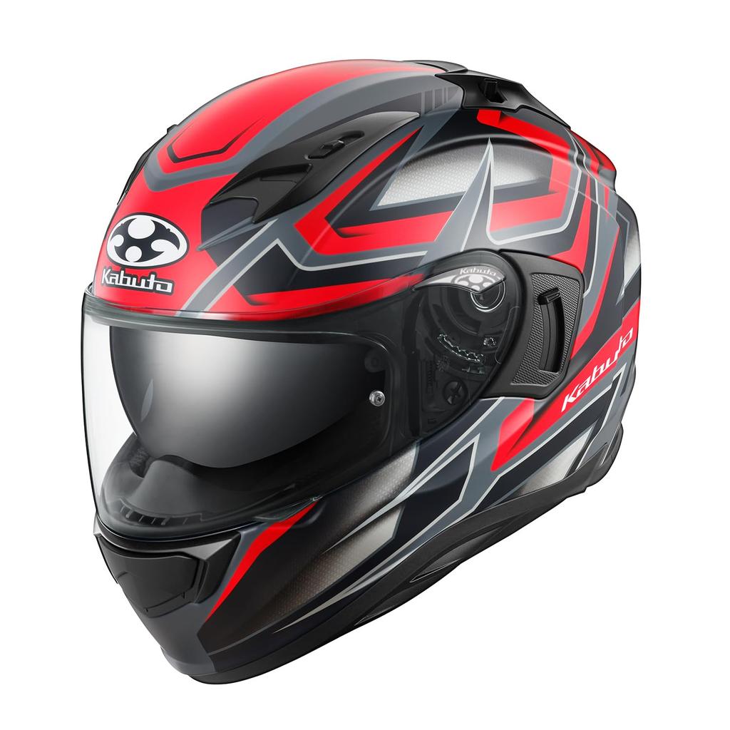OGK KABUTO KAMUI3 ACROBAT Motorcycle Flat Full-Face Helmet, Black/Red (Size L)