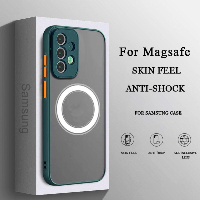 Матовый магнитный чехол для Samsung Galaxy S24 S23 S22 S21 S20 Ultra Plus FE A54 A53 A52 A32 A13 A34 4G 5G, чехол для беспроводной зарядки