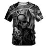 Summer Round Neck 3D Skull Pattern Print Top Fashionable Casual Short Sleeved Men's T-shirts