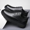 2025 New Leather Shoes Men's Business Dress British Big Head Men's Casual Round Head Platform Wedding Shoes